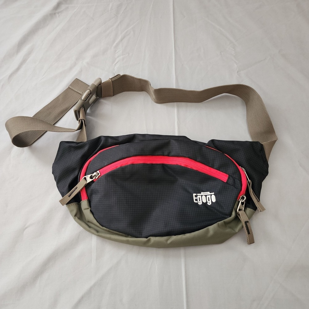 Egogo Adjustable‎ Fanny Pack Black Nylon Travel Sport Waist Hip Belt Bag Trendy